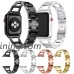 Insaneness Pure Colour Stainless Steel Crystal Strap Wrist Band Replacement for Apple Watch 1/2/3 42mm Watch Bracelet Link Ring (Black) - B07GNMJBK2